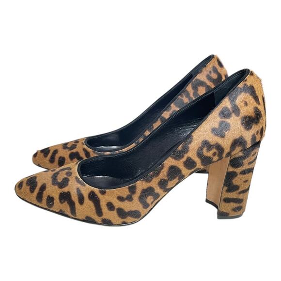 Manolo Blahnik Leopard Pony Hair Block Heel Pumps Size 38 - Picture 4 of 8